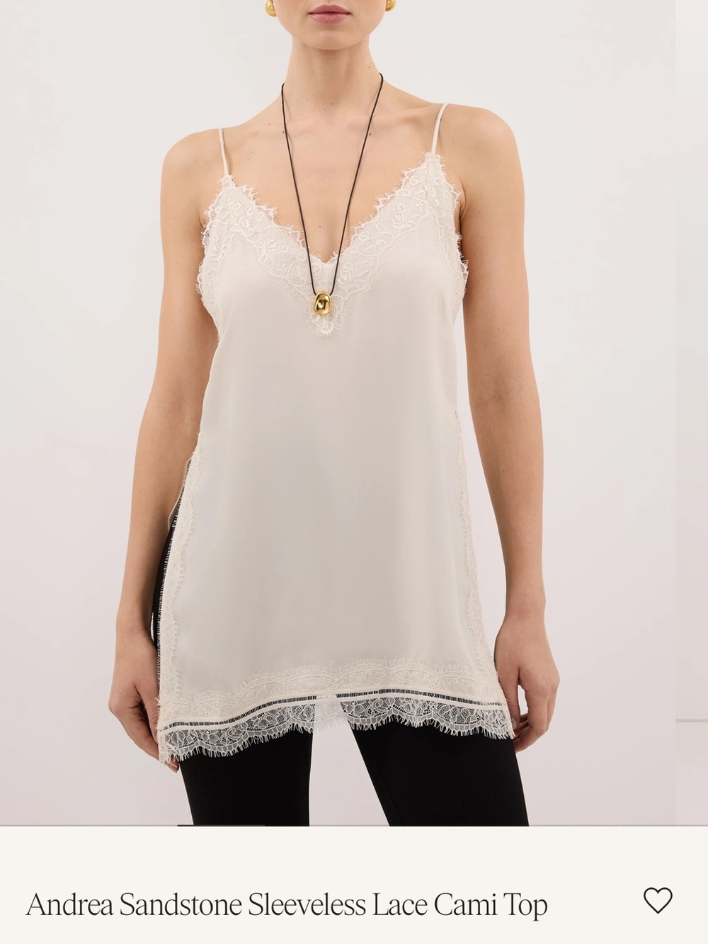 DISSH ANDREA SANDSTONE SLEEVELESS LACE CAMI TOP